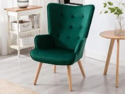 Fauteuil En Velours Vert VATELY -Deco.fr Soldes Boutique fauteuil 492029