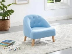 Fauteuil Pour Enfant En Tissu 100% Coton MAGGIE - Bleu Pastel