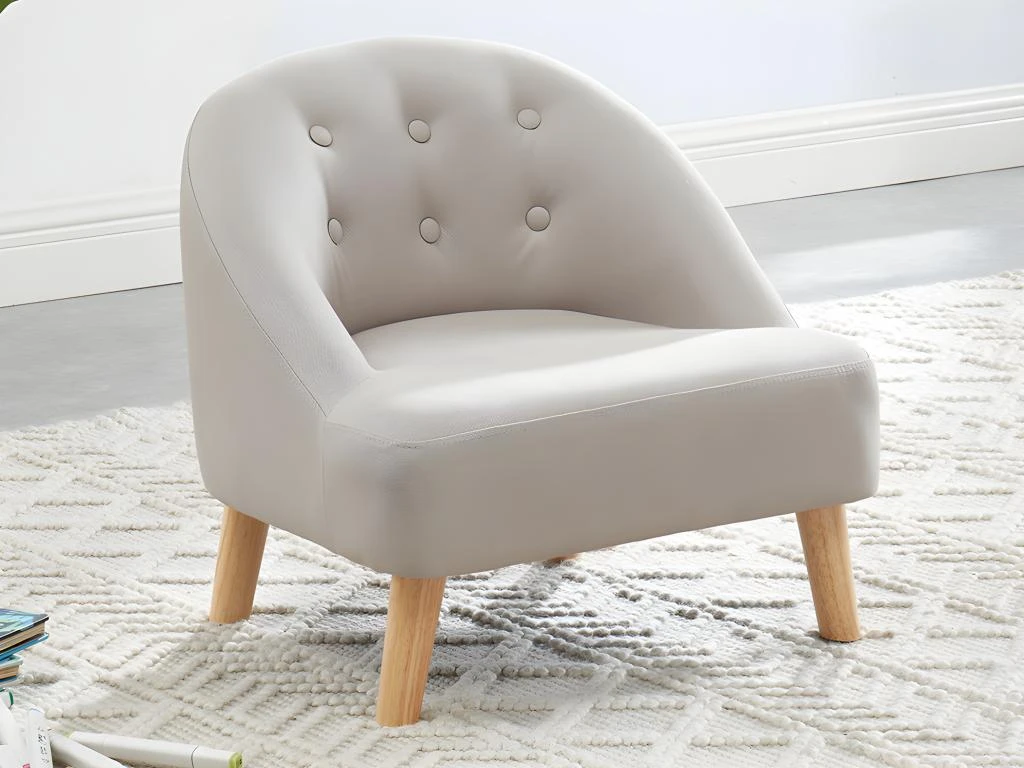 Fauteuil Pour Enfant En Tissu 100% Coton MAGGIE - Gris Clair 2 Fauteuil Pour Enfant En Tissu 100% Coton MAGGIE - Gris Clair – Image 2