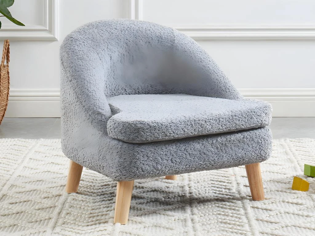 Fauteuil Pour Enfant En Tissu Bouclette GINA - Gris 2 Fauteuil Pour Enfant En Tissu Bouclette GINA - Gris – Image 2
