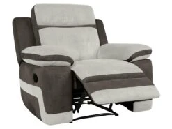 Fauteuil Relax En Microfibre Gris Clair Et Bandes Marrons TALCA 13 Fauteuil Relax En Microfibre Gris Clair Et Bandes Marrons TALCA -Deco.fr Soldes Boutique fauteuil 6815457