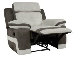 Fauteuil Relax En Microfibre Gris Clair Et Bandes Marrons TALCA 14 Fauteuil Relax En Microfibre Gris Clair Et Bandes Marrons TALCA -Deco.fr Soldes Boutique fauteuil 6815459