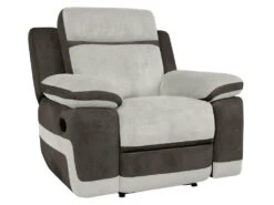 Fauteuil Relax En Microfibre Gris Clair Et Bandes Marrons TALCA 12 Fauteuil Relax En Microfibre Gris Clair Et Bandes Marrons TALCA -Deco.fr Soldes Boutique fauteuil 6815471