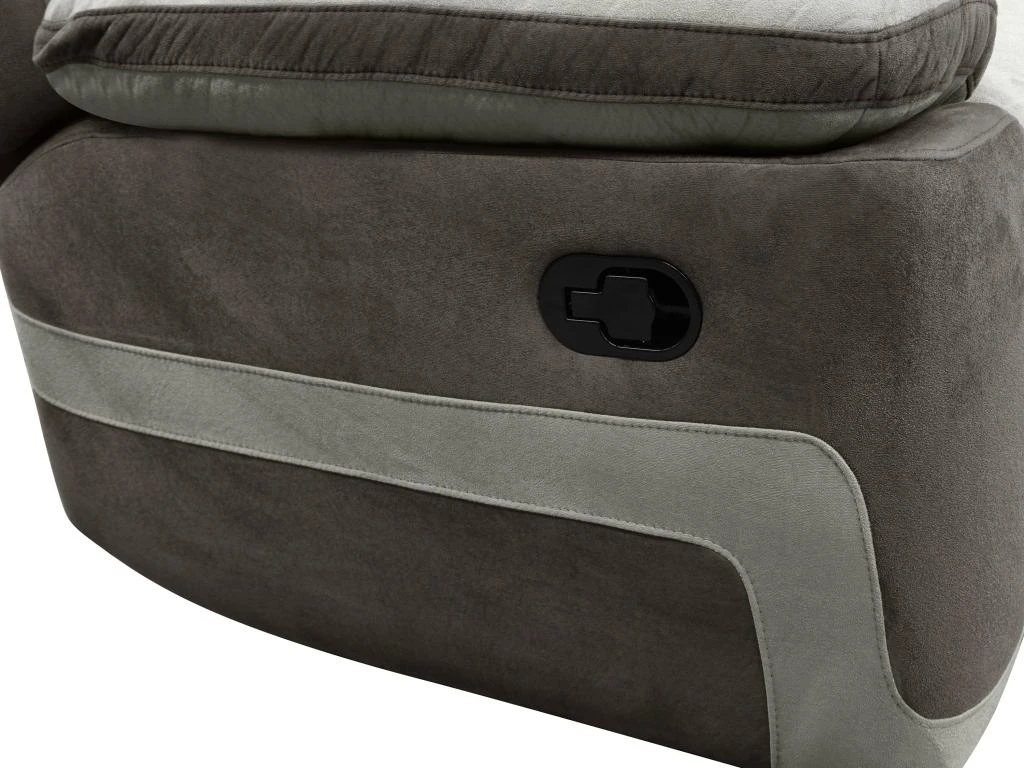 Fauteuil Relax En Microfibre Gris Clair Et Bandes Marrons TALCA 9 Fauteuil Relax En Microfibre Gris Clair Et Bandes Marrons TALCA – Image 9