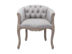 Fauteuil Cabriolet En Lin Gris Clair Avec Pieds En Bois PEREZI -Deco.fr Soldes Boutique fauteuil 7917207