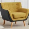 Fauteuil En Tissu Jaune Et Anthracite SERTI II -Deco.fr Soldes Boutique fauteuil 8119693