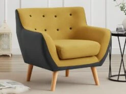 Fauteuil En Tissu Jaune Et Anthracite SERTI II