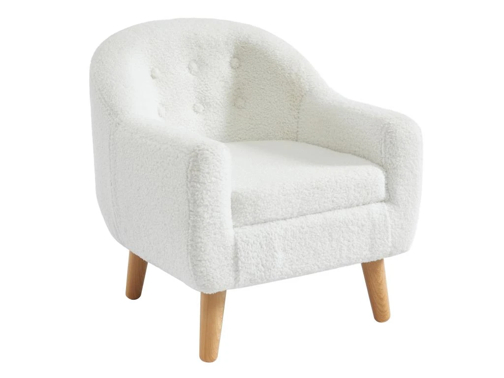 Fauteuil Pour Enfant En Tissu Bouclette Blanc CASORLA 2 Fauteuil Pour Enfant En Tissu Bouclette Blanc CASORLA – Image 2