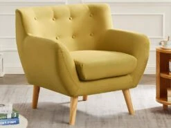 Fauteuil En Tissu Jaune SERTI II