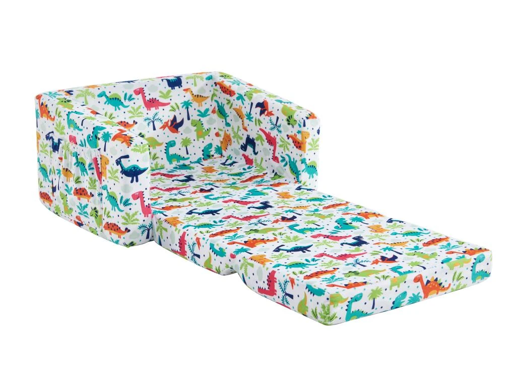 Fauteuil Chauffeuse Pour Enfant En Velours Blanc Motifs Dinosaures ALMAGRO 2 Fauteuil Chauffeuse Pour Enfant En Velours Blanc Motifs Dinosaures ALMAGRO – Image 2