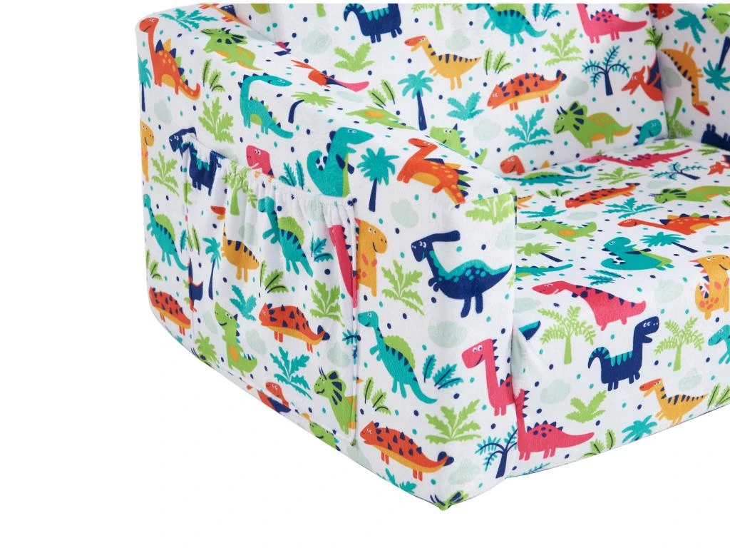 Fauteuil Chauffeuse Pour Enfant En Velours Blanc Motifs Dinosaures ALMAGRO 9 Fauteuil Chauffeuse Pour Enfant En Velours Blanc Motifs Dinosaures ALMAGRO – Image 9