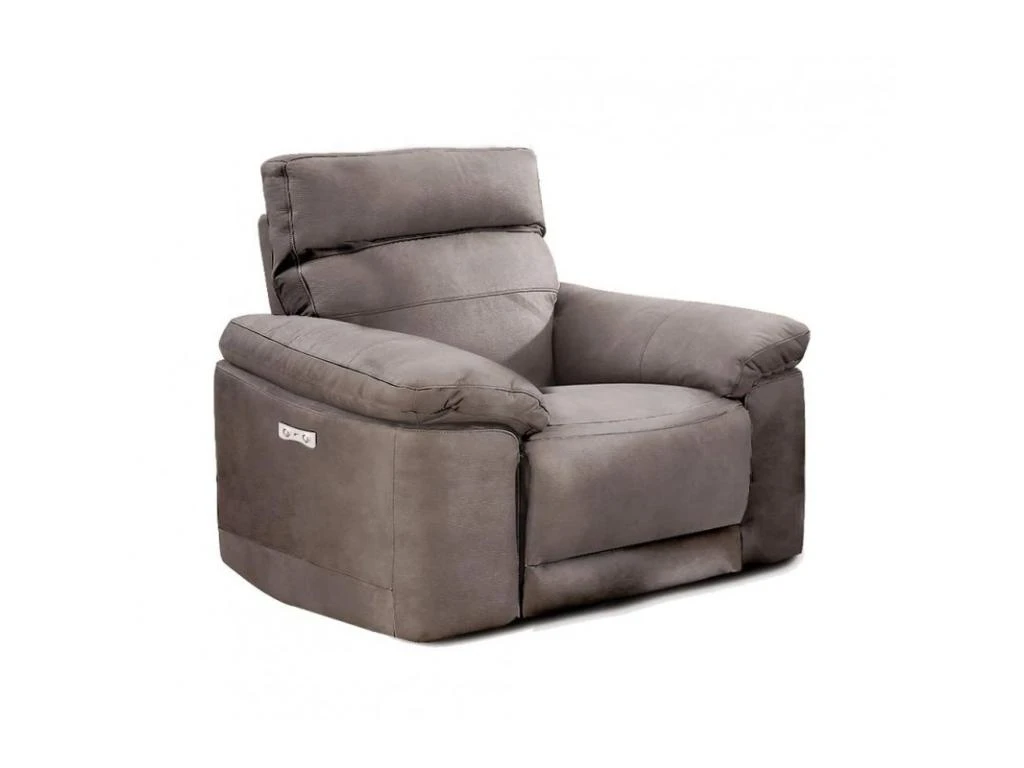 Fauteuil Relaxation Motorisé En Tissu Suédine Taupe Doux - CLARA 1 Fauteuil Relaxation Motorisé En Tissu Suédine Taupe Doux - CLARA
