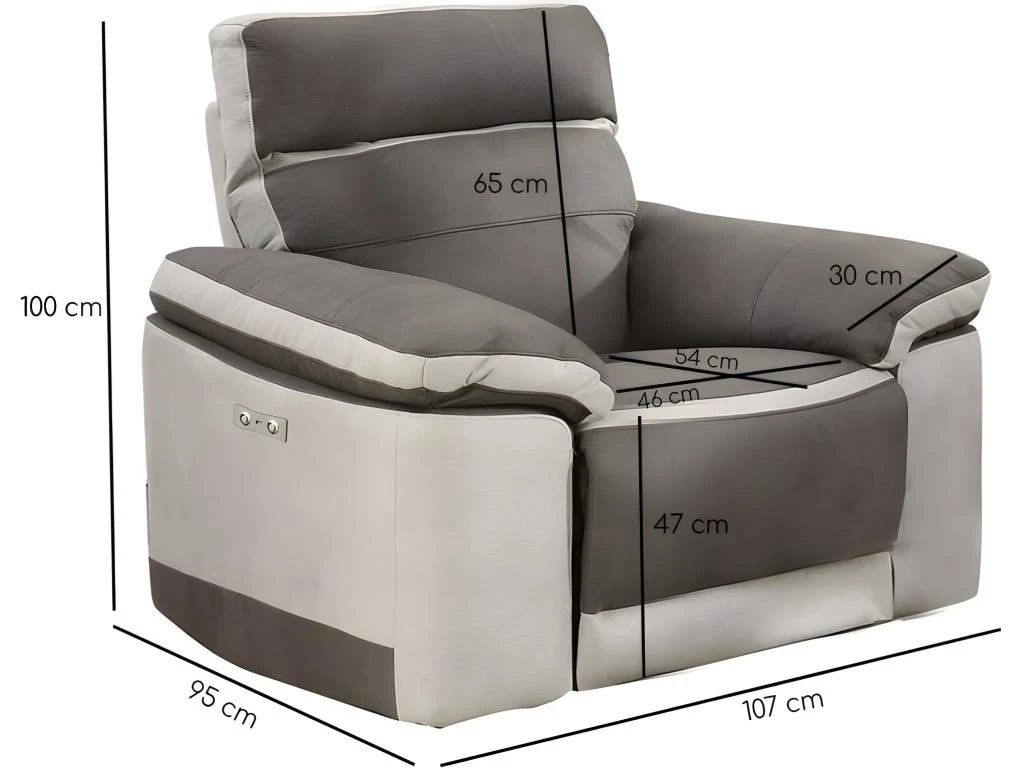 Fauteuil Relaxation Motorisé En Tissu Suédine Bicolore Taupe - CLARA 4 Fauteuil Relaxation Motorisé En Tissu Suédine Bicolore Taupe - CLARA – Image 4