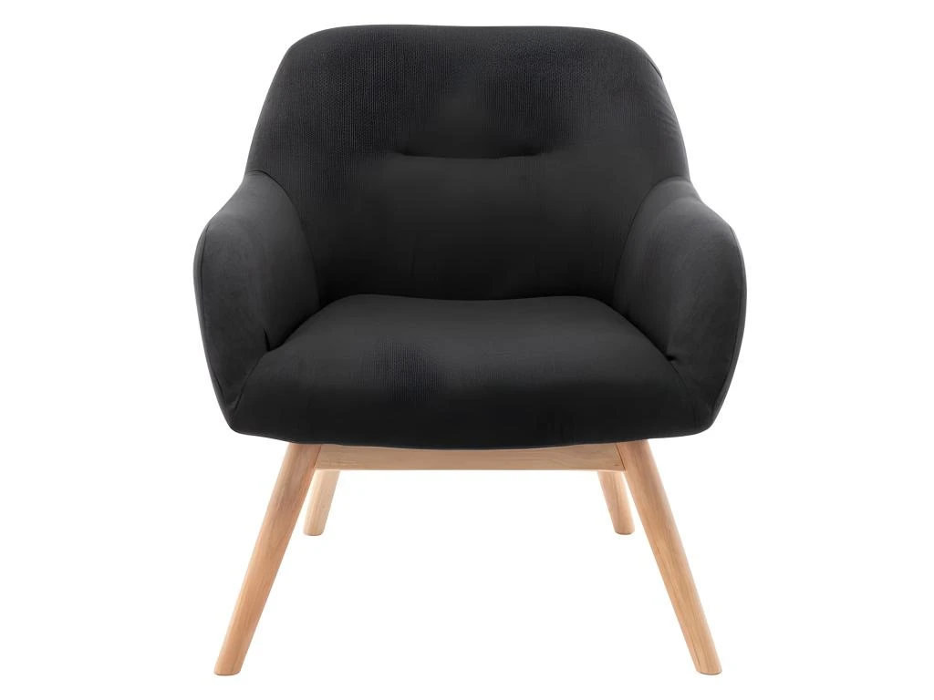 MALMO - Fauteuil Scandinave Tissu Gris Foncé Pieds Bois 5 MALMO - Fauteuil Scandinave Tissu Gris Foncé Pieds Bois – Image 5