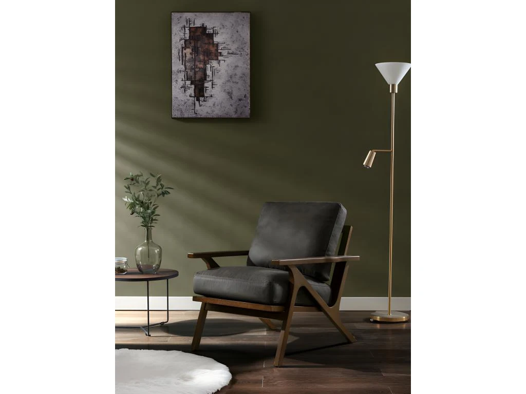 ALAN - Fauteuil Lounge Vintage Marron Foncé Et Bois Teinté Noyer 2 ALAN - Fauteuil Lounge Vintage Marron Foncé Et Bois Teinté Noyer – Image 2