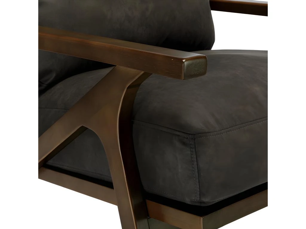 ALAN - Fauteuil Lounge Vintage Marron Foncé Et Bois Teinté Noyer 4 ALAN - Fauteuil Lounge Vintage Marron Foncé Et Bois Teinté Noyer – Image 4