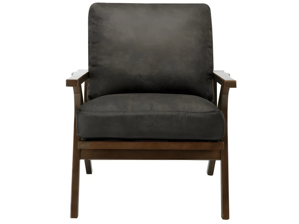 ALAN - Fauteuil Lounge Vintage Marron Foncé Et Bois Teinté Noyer 5 ALAN - Fauteuil Lounge Vintage Marron Foncé Et Bois Teinté Noyer – Image 5