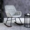 Fauteuil à Bascule Grand Confort Accoudoirs Assise Dossier Garnissage Mousse Haute Densité Velours Gris Clair -Deco.fr Soldes Boutique fauteuil 8918631