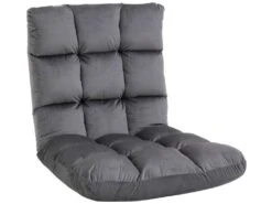 Fauteuil Convertible Fauteuil Paresseux Grand Confort Inclinaison Dossier Multipositions 90°-180° Flanelle Polyester Capitonné Gris Foncé