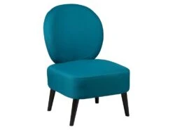 SKALAN - Fauteuil Crapaud Tissu Coloris Bleu Canard