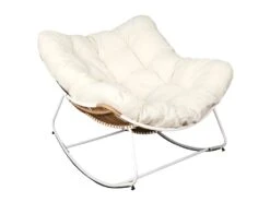 MERIDA - Fauteuil à Bascule Blanc Avec Assise Capitonnée Et Bouclettes
