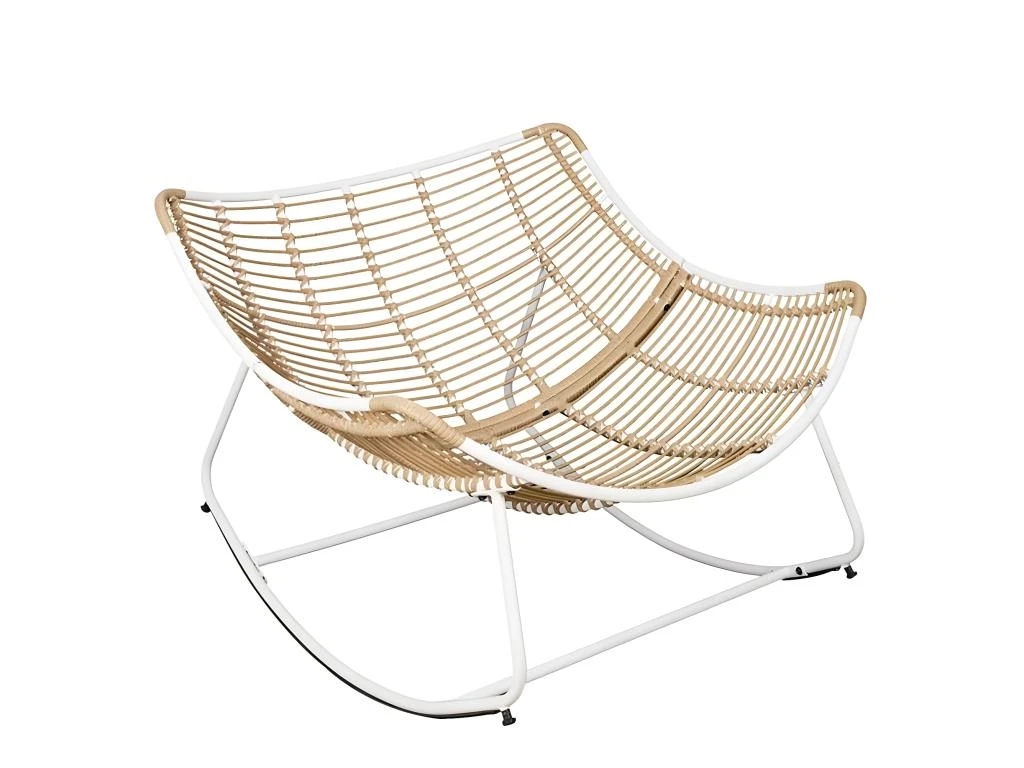 MERIDA - Fauteuil à Bascule Blanc Avec Assise Capitonnée Et Bouclettes 5 MERIDA - Fauteuil à Bascule Blanc Avec Assise Capitonnée Et Bouclettes – Image 5