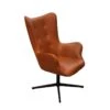 HENYA - Fauteuil Simili Marron Et Piétement Métal Noir -Deco.fr Soldes Boutique fauteuil 9172961