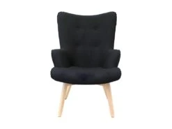 HAYNA - Fauteuil Noir Et Piétement Naturel 7 HAYNA - Fauteuil Noir Et Piétement Naturel -Deco.fr Soldes Boutique fauteuil 9174397