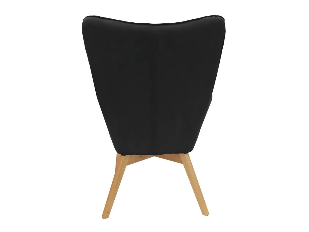 HAYNA - Fauteuil Noir Et Piétement Naturel 4 HAYNA - Fauteuil Noir Et Piétement Naturel – Image 4