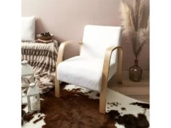 KAUPA - Fauteuil En Tissu Bouclettes Blanc Accoudoirs Bois 6 KAUPA - Fauteuil En Tissu Bouclettes Blanc Accoudoirs Bois -Deco.fr Soldes Boutique fauteuil 9174425