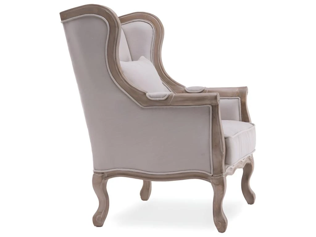 Fauteuil Bergère Theodore à Oreilles Style Louis XV Tissu Beige 3 Fauteuil Bergère Theodore à Oreilles Style Louis XV Tissu Beige – Image 3
