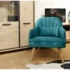 Fauteuil Velours Bleu Canard Scandinave Pieds Bois - LOUKIA -Deco.fr Soldes Boutique fauteuil 9238999