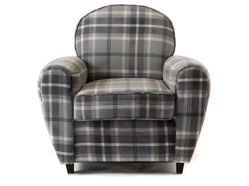 Fauteuil Club Tartan Gris 2 Fauteuil Club Tartan Gris – Image 2