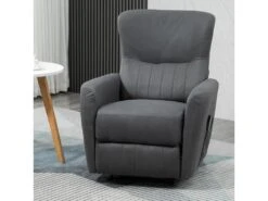 Fauteuil De Relaxation Inclinable 8 Points De Massage Repose-pied Ajustable Microfibre Polyester Gris -Deco.fr Soldes Boutique fauteuil 9474983