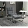 Fauteuil De Massage Avec Repose-pied - Style Néo-rétro Capitonné - Châssis Acier Noir Aspect Velours Gris