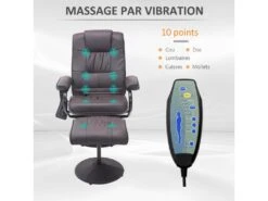 Fauteuil De Massage Et Relaxation électrique Pivotant Inclinable Avec Repose-pied Revêtement Synthétique Chocolat -Deco.fr Soldes Boutique fauteuil 9475043