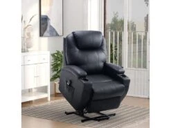 Fauteuil Releveur électrique Fauteuil De Relaxation Inclinable Repose-pied Relevable Grand Confort Télécommande Revêtement Synthétique Noir -Deco.fr Soldes Boutique fauteuil 9485297