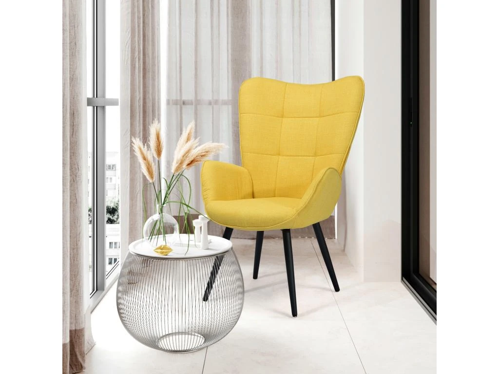 Fauteuil De Salon Canapé 1 Place Avec Un Revêtement En Tissu, Des Accoudoirs Rembourés Et Des Pieds En Bois Massif Métal 4 Fauteuil De Salon Canapé 1 Place Avec Un Revêtement En Tissu, Des Accoudoirs Rembourés Et Des Pieds En Bois Massif Métal – Image 4