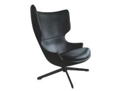 TORINI - Fauteuil Rotatif Aspect Cuir Noir