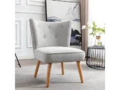 MALCOLM - Fauteuil Scandinave Tissu Gris Clair Pieds Bois(x2) -Deco.fr Soldes Boutique fauteuil 9486627