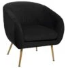 Fauteuil En Velours Noir Plissé Et Pieds En Métal Doré -Deco.fr Soldes Boutique fauteuil 9486745