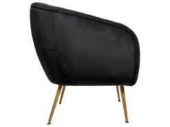 Fauteuil En Velours Noir Plissé Et Pieds En Métal Doré -Deco.fr Soldes Boutique fauteuil 9486747