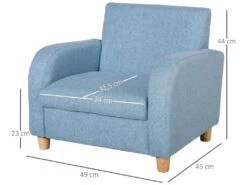 Fauteuil Enfant Design Scandinave Grand Confort Accoudoirs Assise Dossier Garnissage Mousse Haute Densité Piètement Bois Caoutchouc Lin Bleu -Deco.fr Soldes Boutique fauteuil 9486759