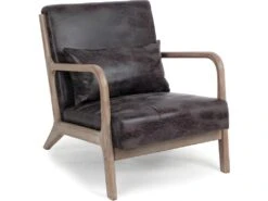 VINCENT - Fauteuil Scandinave Marron Aspect Cuir Vintage