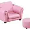Ensemble Fauteuil Et Pouf Enfant Style Contemporain Structure Bois Revêtement Synthétique PVC Rose -Deco.fr Soldes Boutique fauteuil 9487201