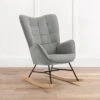 Fauteuil à Bascule Allaitement Scandinave Chaise Loisir Et Repos En Tissu Avec Pieds En E' Bois Métal Pour Salon, Chambre, Massif, Gris Foncé, 66x84x97cm