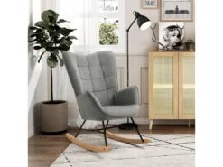 Fauteuil à Bascule Allaitement Scandinave Chaise Loisir Et Repos En Tissu Avec Pieds En E' Bois Métal Pour Salon, Chambre, Massif, Gris Foncé, 66x84x97cm 7 Fauteuil à Bascule Allaitement Scandinave Chaise Loisir Et Repos En Tissu Avec Pieds En E' Bois Métal Pour Salon, Chambre, Massif, Gris Foncé, 66x84x97cm -Deco.fr Soldes Boutique fauteuil 9491011