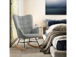 Fauteuil à Bascule Allaitement Scandinave Chaise Loisir Et Repos En Tissu Avec Pieds En E' Bois Métal Pour Salon, Chambre, Massif, Gris Foncé, 66x84x97cm 8 Fauteuil à Bascule Allaitement Scandinave Chaise Loisir Et Repos En Tissu Avec Pieds En E' Bois Métal Pour Salon, Chambre, Massif, Gris Foncé, 66x84x97cm -Deco.fr Soldes Boutique fauteuil 9491013