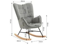 Fauteuil à Bascule Allaitement Scandinave Chaise Loisir Et Repos En Tissu Avec Pieds En E' Bois Métal Pour Salon, Chambre, Massif, Gris Foncé, 66x84x97cm 9 Fauteuil à Bascule Allaitement Scandinave Chaise Loisir Et Repos En Tissu Avec Pieds En E' Bois Métal Pour Salon, Chambre, Massif, Gris Foncé, 66x84x97cm -Deco.fr Soldes Boutique fauteuil 9491015
