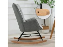 Fauteuil à Bascule Allaitement Scandinave Chaise Loisir Et Repos En Tissu Avec Pieds En E' Bois Métal Pour Salon, Chambre, Massif, Gris 7 Fauteuil à Bascule Allaitement Scandinave Chaise Loisir Et Repos En Tissu Avec Pieds En E' Bois Métal Pour Salon, Chambre, Massif, Gris -Deco.fr Soldes Boutique fauteuil 9491071